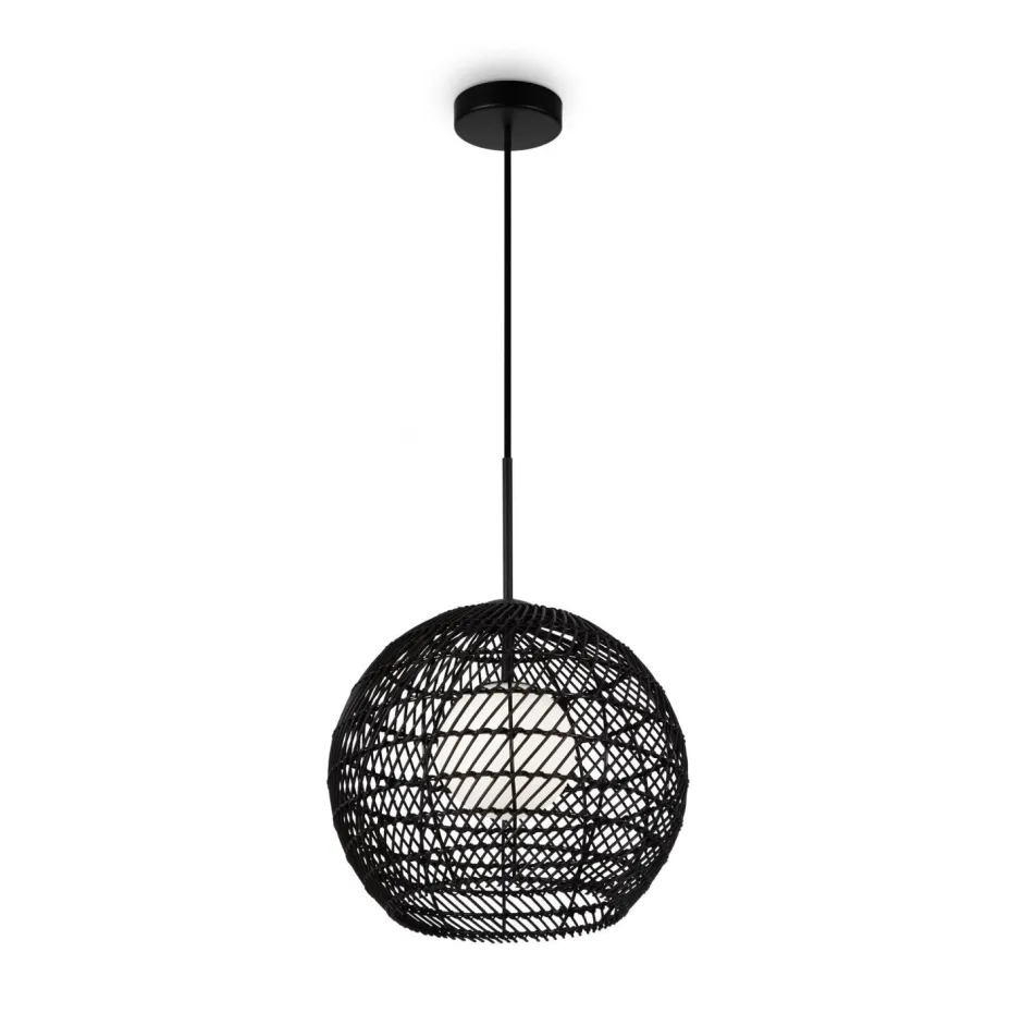 Maytoni Pendelleuchte Metall Glas G9 rund D: 30 cm Schwarz Weiß< Küchenlampen|Kugellampen