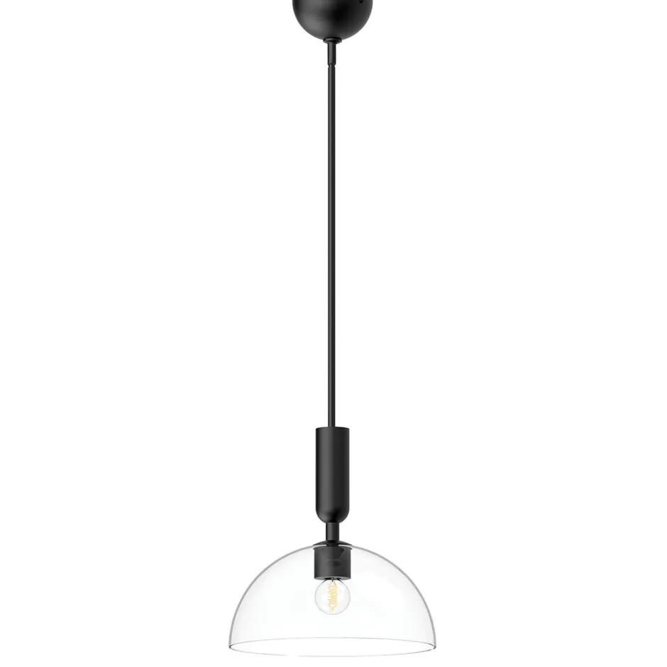 Elstead Pendelleuchte Metall Glas rund D: 30,5 cm Schwarz E27< Hängelampen|Esszimmer Lampen