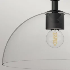 Elstead Pendelleuchte Metall Glas rund D: 30,5 cm Schwarz E27< Hängelampen|Esszimmer Lampen