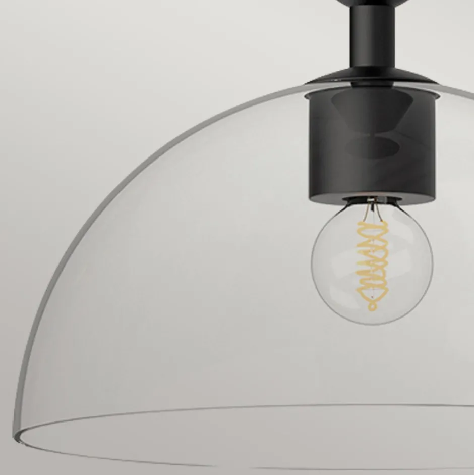 Elstead Pendelleuchte Metall Glas rund D: 30,5 cm Schwarz E27< Hängelampen|Esszimmer Lampen