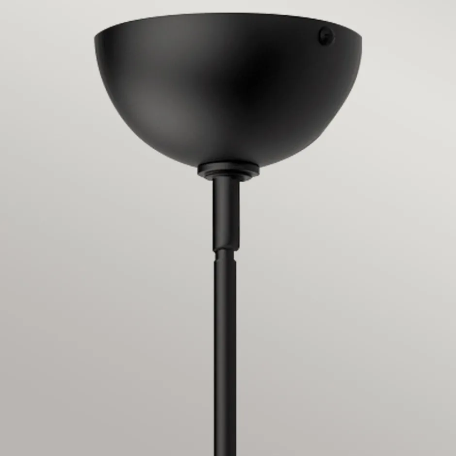 Elstead Pendelleuchte Metall Glas rund D: 30,5 cm Schwarz E27< Hängelampen|Esszimmer Lampen