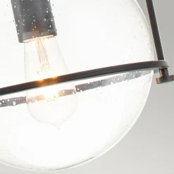 Hängelampen|Bürolampen*Elstead Pendelleuchte Metall Glas E27 rund D: 28,9 cm Schwarz