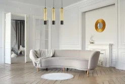 Hängelampen|Bürolampen*Belis Pendelleuchte Metall GU10 L:55 cm Schwarz Gold 3-flmg