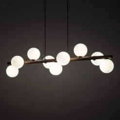 TK Lighting Pendelleuchte Metall Holz Glas L: 117 cm H: max. 125 cm 9x G9< Hängelampen|Bürolampen