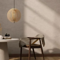 Hängelampen|Esszimmer Lampen*Maytoni Pendelleuchte Metall Holz rund D: 43 cm Schwarz Beige