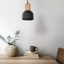 Hängelampen|Esszimmer Lampen*TK Lighting Pendelleuchte Metall Holz Ø 11,5 cm klein E27 Skandinavisch
