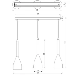Luminex Pendelleuchte Metall Holz Schwarz 3-flammig E27< Wohnzimmerlampen|Esszimmer Lampen
