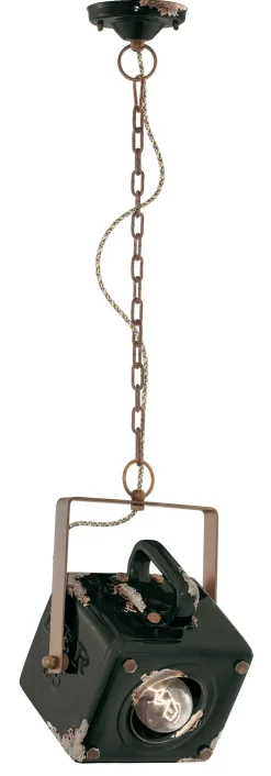 Ferroluce Pendelleuchte Metall Keramik H: max. 95 cm E27 eckig< Wohnzimmerlampen|Keramiklampen