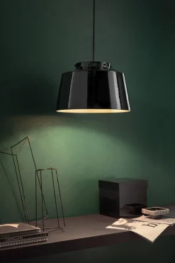 Wohnzimmerlampen|Keramiklampen*Ferroluce Pendelleuchte Metall Keramik Ø 40 cm rund Schwarz E27
