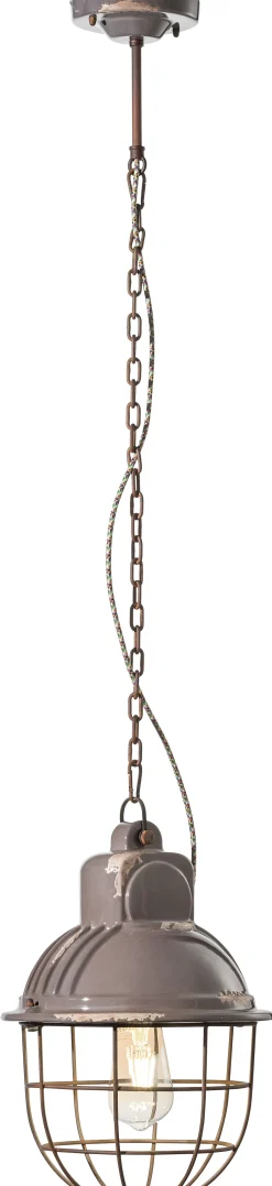 Ferroluce Pendelleuchte Metall Keramik rund D: 26 cm E27 Vintage< Wohnzimmerlampen|Keramiklampen