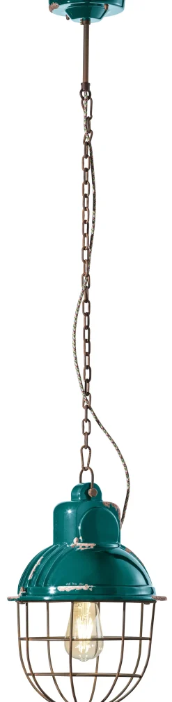 Ferroluce Pendelleuchte Metall Keramik E27 Ø 26 cm rund ELENA< Wohnzimmerlampen|Keramiklampen