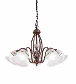 Wohnzimmerlampen|Keramiklampen*Ferroluce Pendelleuchte Metall Keramik E14 5-flammig Landhausstil