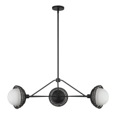 Hängelampen|Bürolampen*Elstead Pendelleuchte Metall Rattan Glas 101,4 cm breit 3x E14