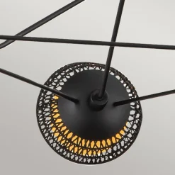 Hängelampen|Bürolampen*Elstead Pendelleuchte Metall Rattan Glas 101,4 cm breit 3x E14