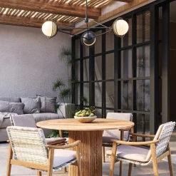 Hängelampen|Bürolampen*Elstead Pendelleuchte Metall Rattan Glas 101,4 cm breit 3x E14