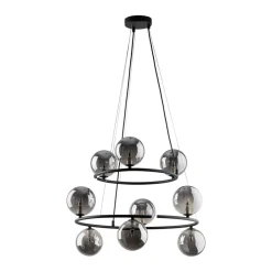 Hängelampen|Bürolampen*TK Lighting Pendelleuchte Metall Rauchglas G9 Schwarz Graphit 2 Ringe