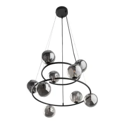 Hängelampen|Bürolampen*TK Lighting Pendelleuchte Metall Rauchglas G9 Schwarz Graphit 2 Ringe