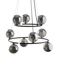 Hängelampen|Bürolampen*TK Lighting Pendelleuchte Metall Rauchglas G9 Schwarz Graphit 2 Ringe