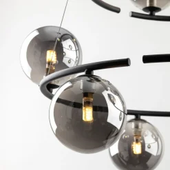 Hängelampen|Bürolampen*TK Lighting Pendelleuchte Metall Rauchglas G9 Schwarz Graphit 2 Ringe