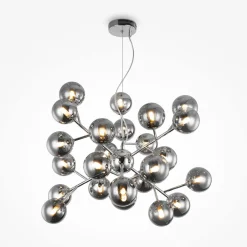 Hängelampen|Esszimmer Lampen*Maytoni Pendelleuchte Metall Rauchglas B: 65 cm Chrom Rauchgrau