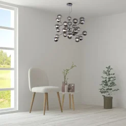 Hängelampen|Esszimmer Lampen*Maytoni Pendelleuchte Metall Rauchglas B: 65 cm Chrom Rauchgrau