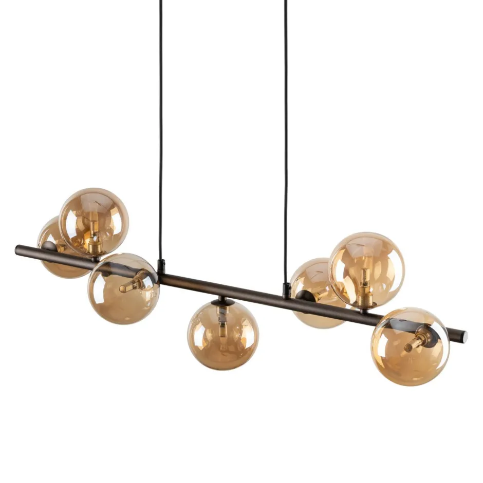 TK Lighting Pendelleuchte Metall Rauchglas L: 90 cm H: max. 153 cm 7x G9< Hängelampen|Bürolampen