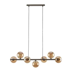 TK Lighting Pendelleuchte Metall Rauchglas L: 90 cm H: max. 153 cm 7x G9< Hängelampen|Bürolampen