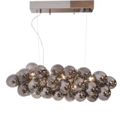Hängelampen|Bürolampen*By Rydéns Pendelleuchte Metall Rauchglas L: 80 cm H: max. 120 cm 8x G9