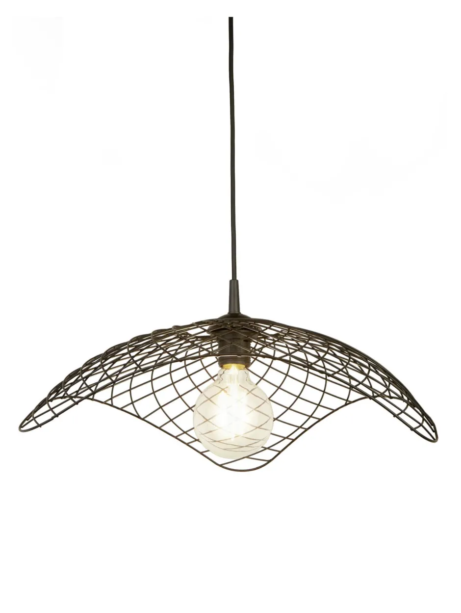 Searchlight Pendelleuchte Metall Schwarz Ø 53 cm Draht Schirm< Wohnzimmerlampen|Esszimmer Lampen