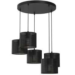 Luminex Pendelleuchte Metall Schwarz Ø58 cm E27 Loft 5-flammig< Hängelampen|Bürolampen