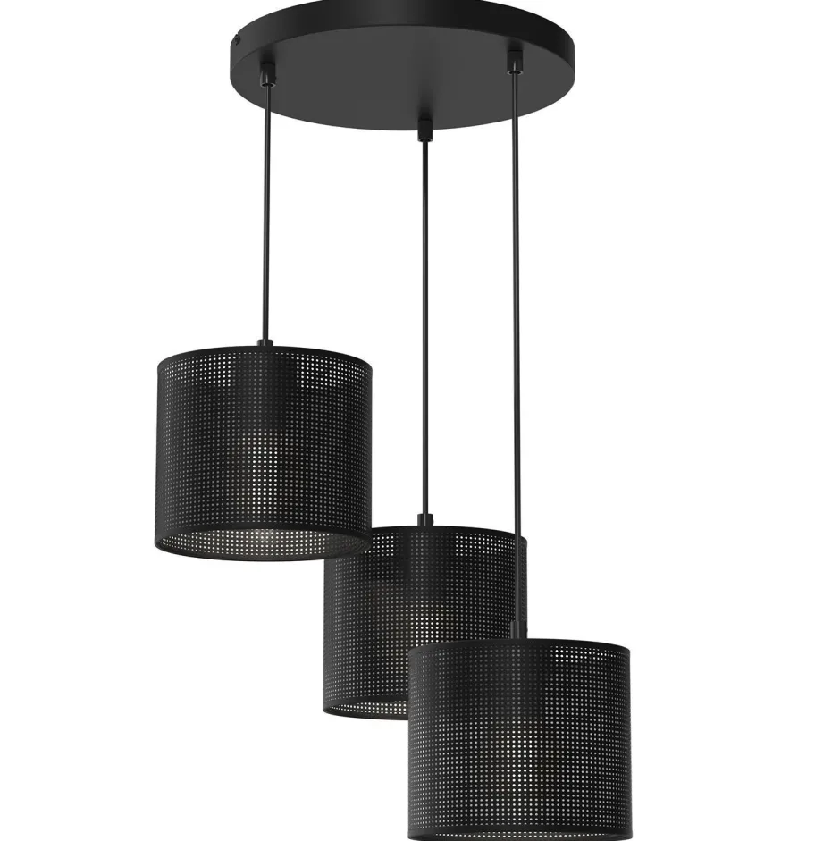 Hängelampen|Bürolampen*Luminex Pendelleuchte Metall Schwarz Ø45 cm E27 Loft 3-flammig