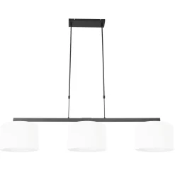 Hängelampen|Bürolampen*Steinhauer Pendelleuchte Metall Stoff Schwarz Weiß 140 cm blendarm