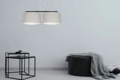 Belis Pendelleuchte Metall Stoff E27 Schwarz Grau blendarm< Hängelampen|Bürolampen