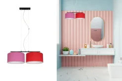 Belis Pendelleuchte Metall Stoff E27 70 cm Rosa Rot blendarm< Hängelampen|Bürolampen