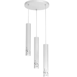 Luminex Pendelleuchte Metall Weiß Chrom GU10 3-flmg Ø30 cm rund< Hängelampen|Bürolampen