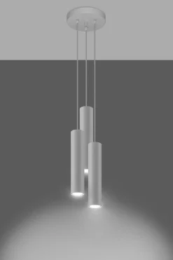 Wohnzimmerlampen|Moderne Lampen*Sollux Pendelleuchte Metall Weiß 3-flammig GU10 Ø 20 cm Modern