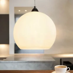 Wohnzimmerlampen|Glaslampen*Sollux Pendelleuchte mit Glasschirm in Weiß