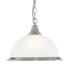 Hängelampen|Esszimmer Lampen*Searchlight Pendelleuchte mit Glasschirm Silbern