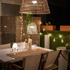 Hängelampen|Wohnzimmerlampen*Newgarden Pendelleuchte Rattan Ø 49 cm Natur Schwarz Boho E27