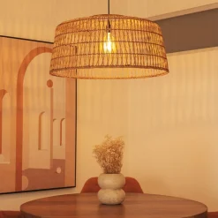 Newgarden Pendelleuchte Rattan E27 groß Ø 79 cm rund in Natur Boho< Hängelampen|Wohnzimmerlampen