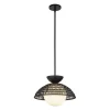 Hängelampen|Esszimmer Lampen*Elstead Pendelleuchte Rattan Glas Metall D: 37,5 cm H: max. 147,9 cm