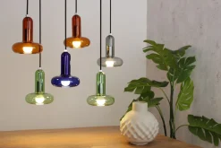 Wohnzimmerlampen|Glaslampen*Eco-Light Pendelleuchte Rauchglas Grün Blau Bernstein E14 65 cm