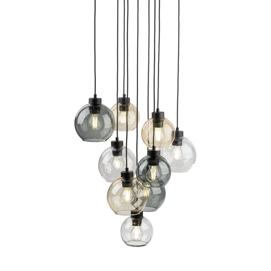 Hängelampen|Esszimmer Lampen*TK Lighting Pendelleuchte Rauchglas H: max. 140 cm verstellbar 9x E27