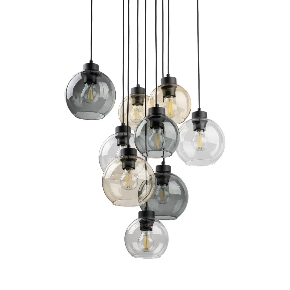 Hängelampen|Esszimmer Lampen*TK Lighting Pendelleuchte Rauchglas H: max. 140 cm verstellbar 9x E27