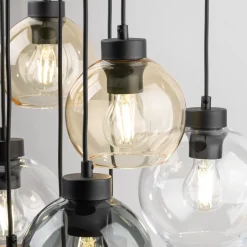 Hängelampen|Esszimmer Lampen*TK Lighting Pendelleuchte Rauchglas H: max. 140 cm verstellbar 9x E27