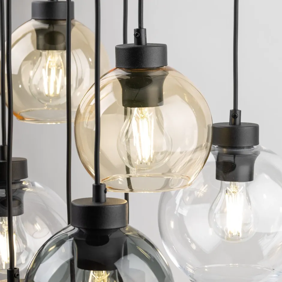 Hängelampen|Esszimmer Lampen*TK Lighting Pendelleuchte Rauchglas H: max. 140 cm verstellbar 9x E27