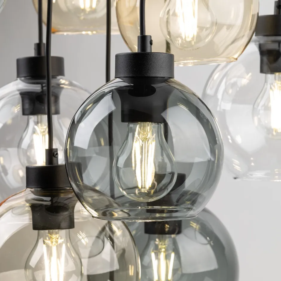 Hängelampen|Esszimmer Lampen*TK Lighting Pendelleuchte Rauchglas H: max. 140 cm verstellbar 9x E27