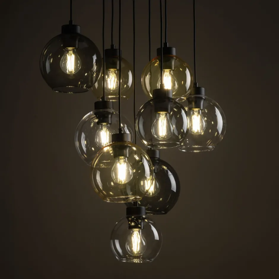 Hängelampen|Esszimmer Lampen*TK Lighting Pendelleuchte Rauchglas H: max. 140 cm verstellbar 9x E27