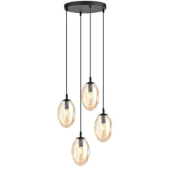 Bürolampen|Küchenlampen*Emibig Pendelleuchte Rauchglas in Bernstein Ø 40 cm verstellbar