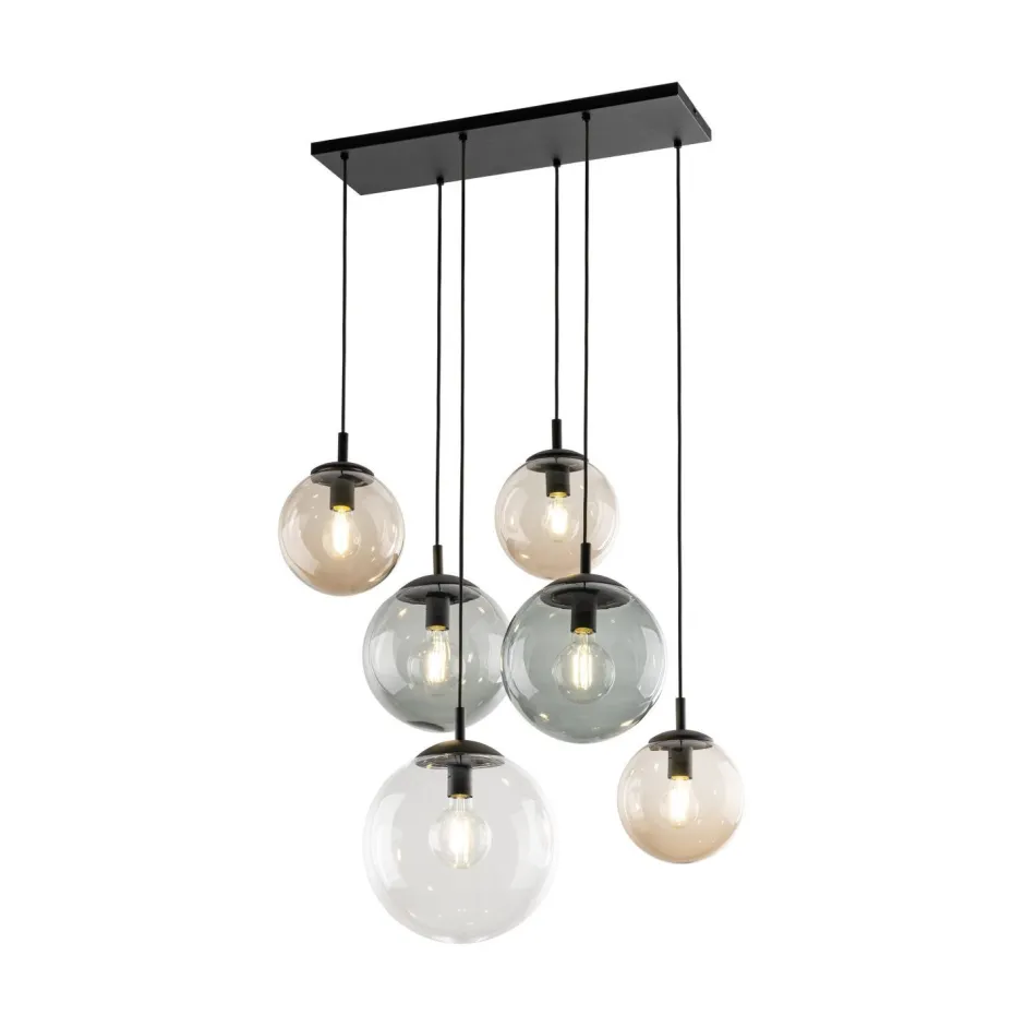 TK Lighting Pendelleuchte Rauchglas L: 77 cm H: max. 140 cm 6x E27< Hängelampen|Esszimmer Lampen